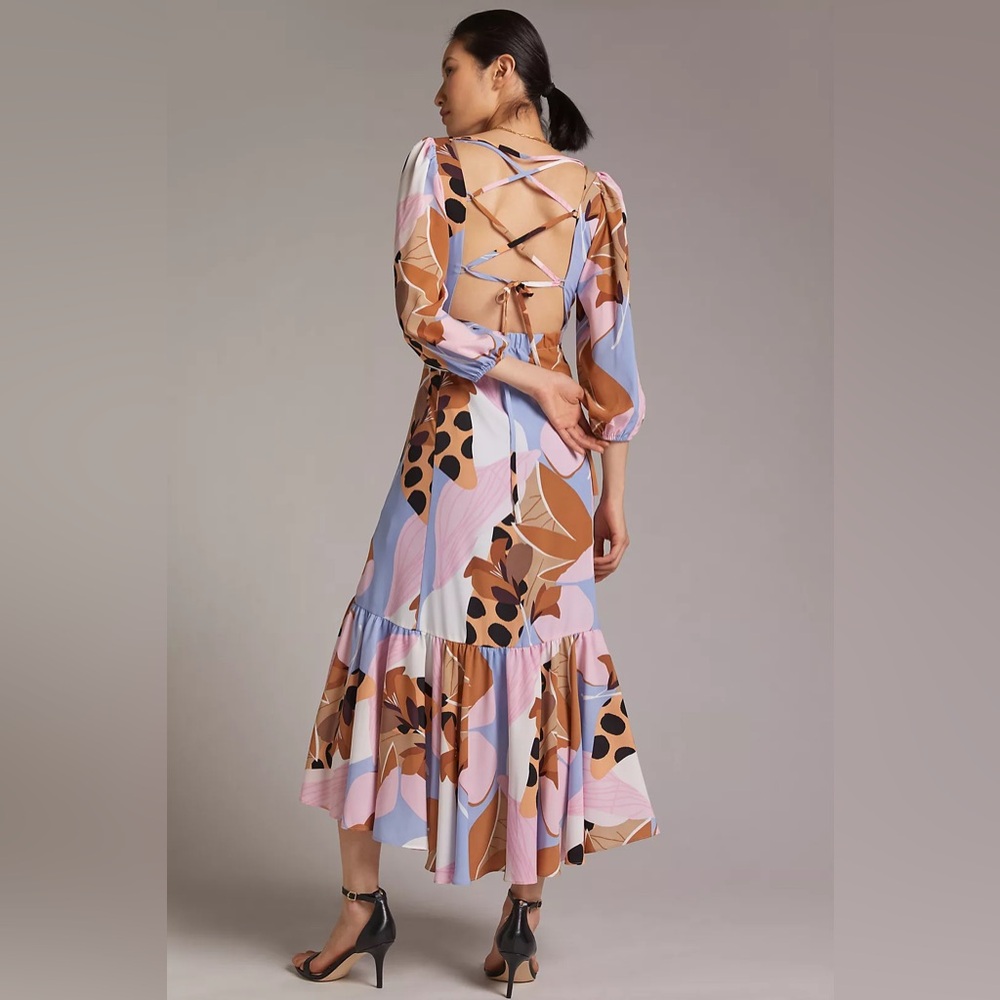 NWT Anthropologie Hutch bloom large midi wrap dress- sz large boho colour block